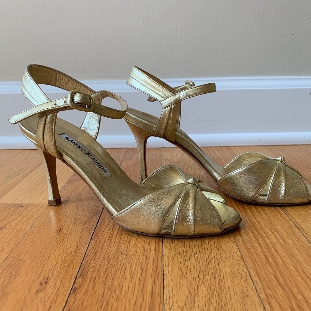Manolo Blahnik gold sandals